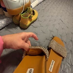 Steve Madden Kids Brown Sandals with Rhinestone Straps